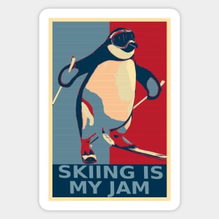 Skiing Is My Jam Funny Penguin Skiing HOPE Sticker